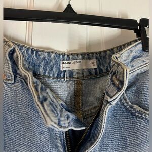 Garage wide leg slight ripped jeans, medium wash